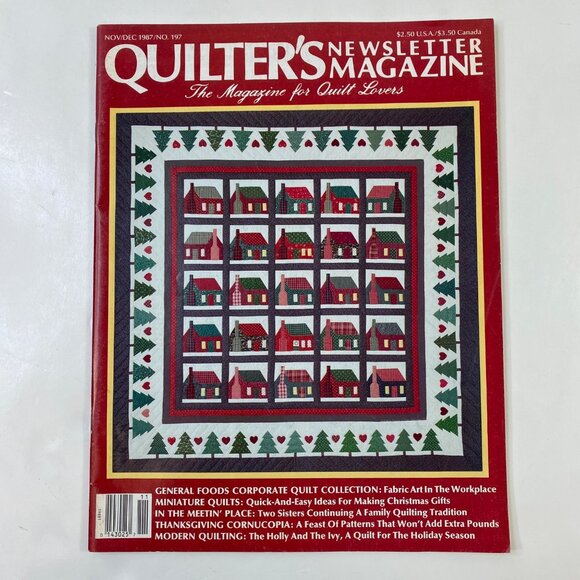 Quilters Newsletter Magazine Nov/Dec 1987 No. 197 Christmas Holiday Patterns - Picture 1 of 6